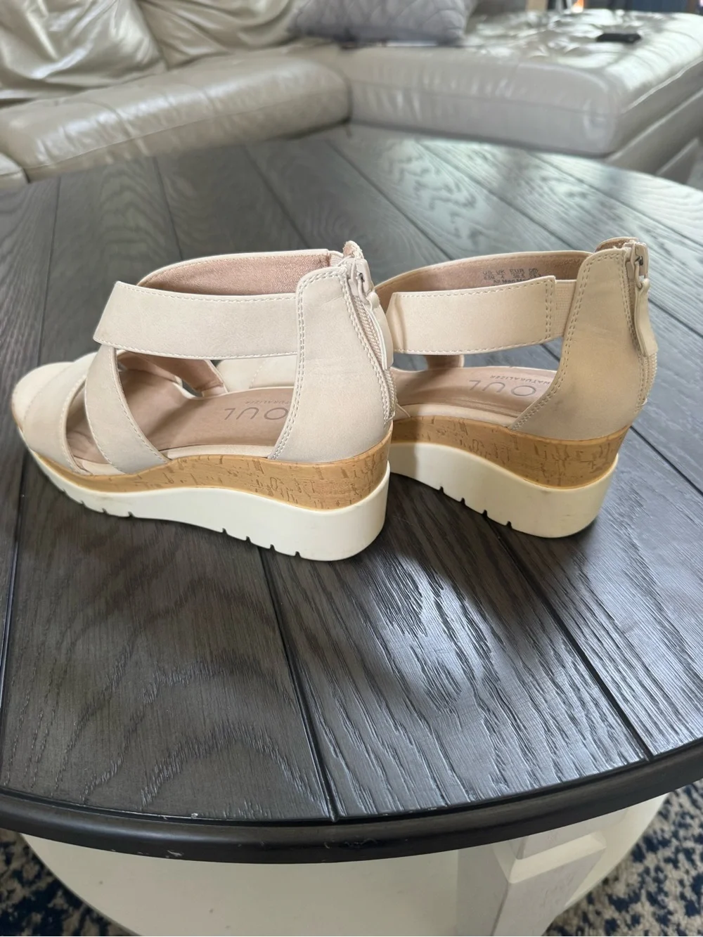 SOUL Naturalizer Cream Crisscross Wedge Sandals